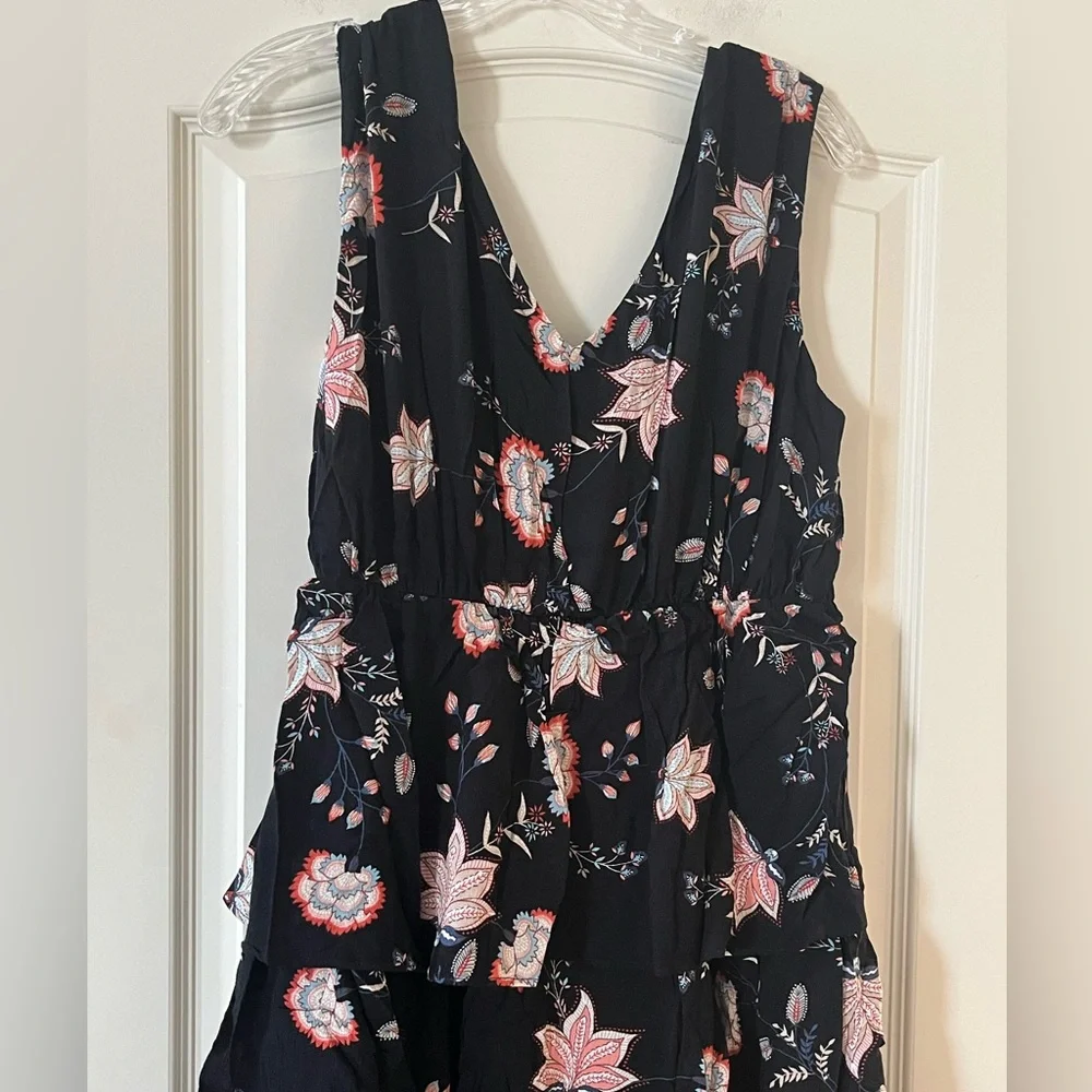 Wishlist Apparel Floral Black and Pink Women's Mid Calf Dress Size Medium - Picture 5 of 16